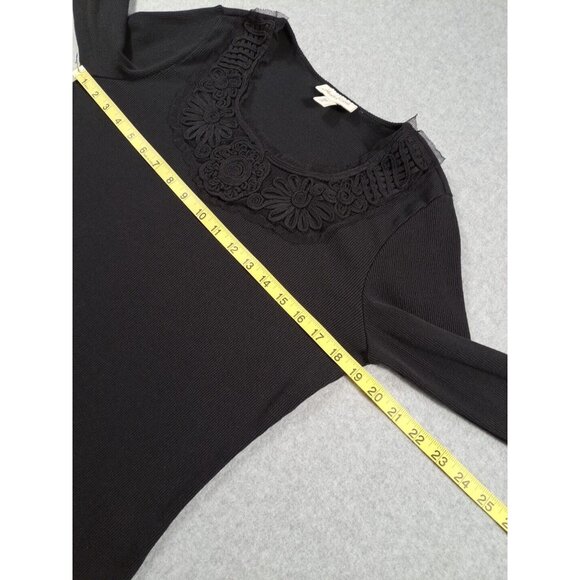 Coldwater Creek Womens M 10-12 Sweater Black 3/4 Sleeve Embellished Cotton - Picture 5 of 10